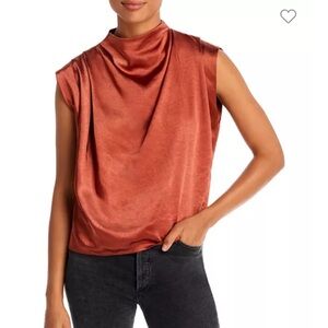 Line & Dot Draped Mock Neck Top